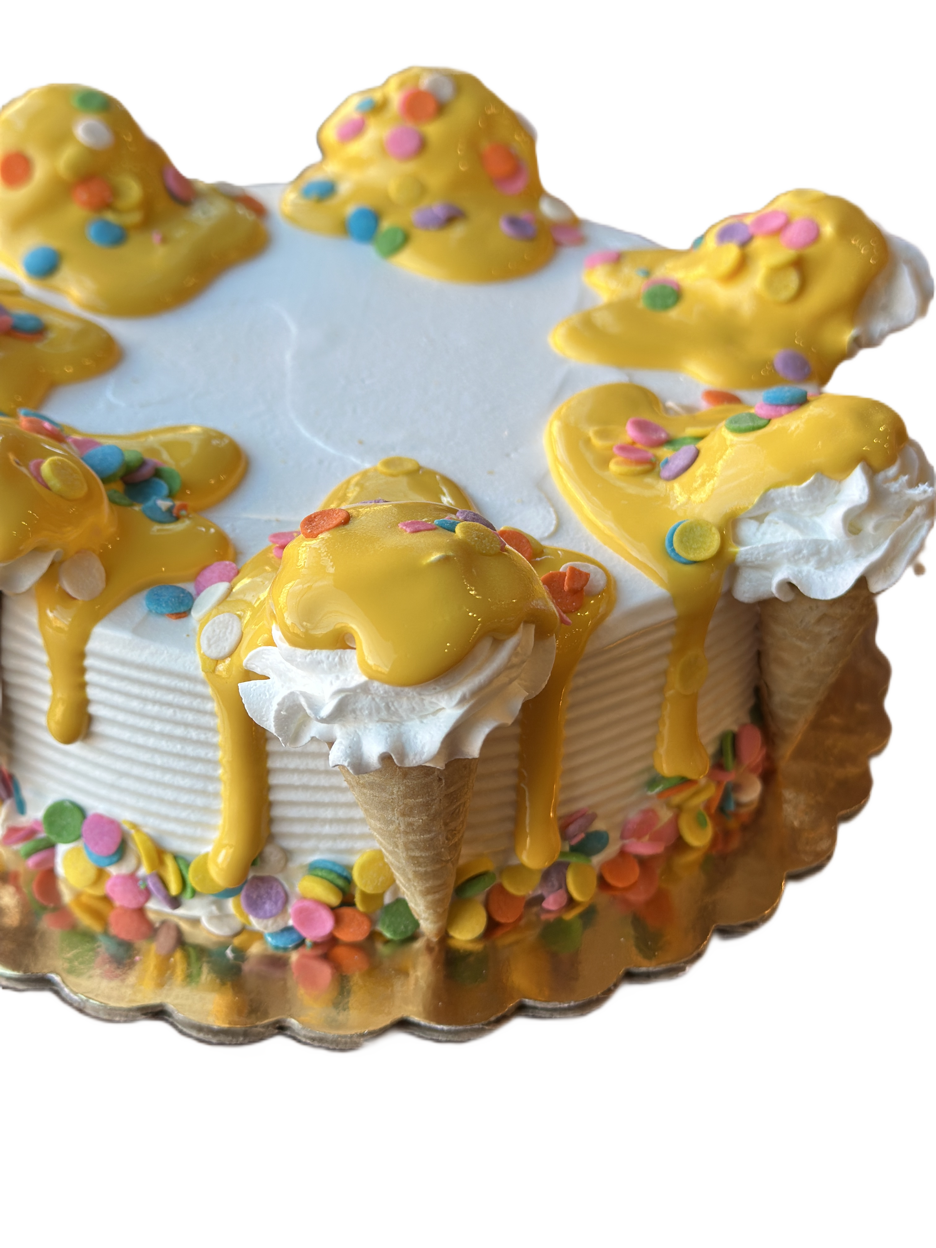 Mini Yellow Side Cone Drip Cake