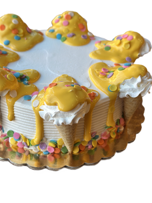 Small Yellow Side Cone Drip Cake