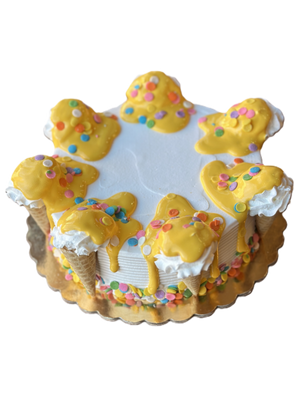 Small Yellow Side Cone Drip Cake