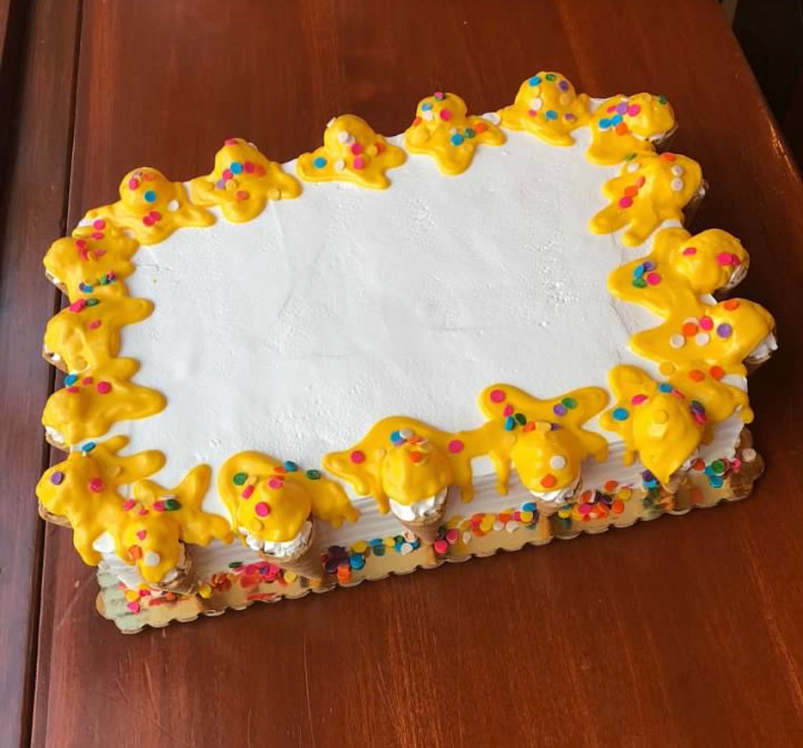 -- 72hr Advanced Ordering ONLY  --  1/4 Sheet Yellow Side Cone Drip Cake